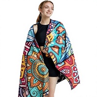 Serviette de plage en microfibre double face en polaire, séchage rapide, absorbante, motif floral, pour voyage, natation, bain, fitness