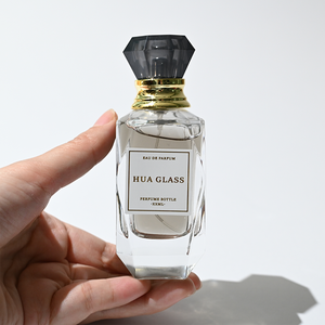 2025 nóng bán 50ml chai nước hoa thủy tinh thiết kế sang trọng chai nước hoa hình đa giác với nắp hình kim cương đáy dày - Product Image 2