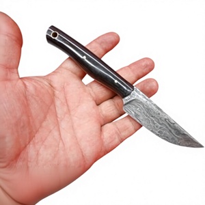 Cuchillo de Caza de Acero de Damasco de Grado Industrial Hecho a Mano con Mango de Micarta y Funda de Cuero para Acampar al Aire Libre - Product Image 1