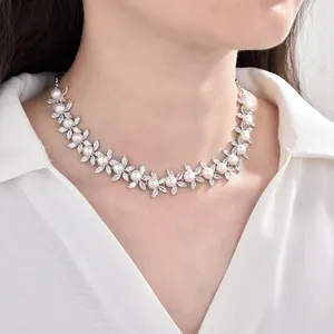 Wholesale Jewelry Ladies Wedding 925 Sterling Silver Authentic Freshwater Pearl Collar Necklace