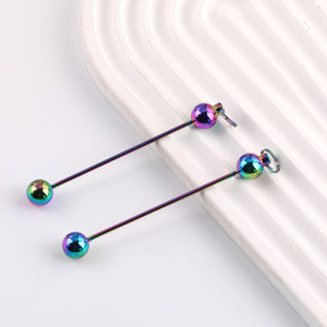 Tiges perlées multicolores minimalistes à dégradé de couleurs pour la fabrication de bracelets, accessoires de bijoux DIY plaqués métal, forme ronde 56361 - Product Image 4