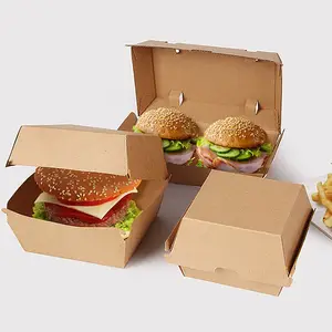Caja de hamburguesas certificada para llevar caja de Hamburgo personalizada resistente al calor biodegradable