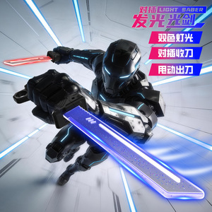 Light Saber Toy Double Blade With Led Light Up Sword For Boys Deadpool Role Play <b>Plastic</b> Action Figure Interactive Sound Effect - Product Image 2