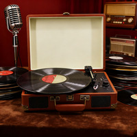 Boîte phonographique Saint Valentin haut-parleurs Cassette nostalgie étui en cuir PU boîte de tourne-disque vinyle Vintage pour les amateurs de cadeaux