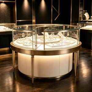 Vitrine à bijoux en bois durable, écologique, éclairée par LED, de luxe, personnalisée, avec comptoir incurvé pour bijoux de mode style <span class=keywords><strong>Pandora</strong></span> - Product Image 5