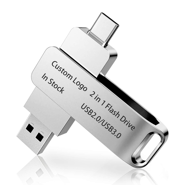 2 in 1 USB Flash Drive USB Pen Drive 1GB-512GB Type-C USB 2.0 Metal