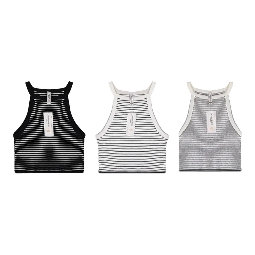 OEM individuelles Tanktop Damen gestreifte Tanktops Modische gerippte Farbe Tanktop Damen