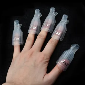 10 pièces/sac Clips en plastique pour le retrait de vernis à ongles en gel UV, outil de dissolvage pour ongles - Product Image 1