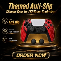 Coque de protection en silicone pour manette PS5 avec capuchons de joystick et autocollants de jeux thématiques pour manettes PS5/PS5 Pro/PS5 Slim