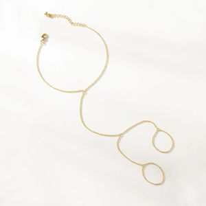 Pulsera minimalista <span class=keywords><strong>de</strong></span> cadena <span class=keywords><strong>de</strong></span> mano <span class=keywords><strong>de</strong></span> acero inoxidable chapado en <span class=keywords><strong>oro</strong></span> <span class=keywords><strong>de</strong></span> 18 quilates para mujer, joyería impermeable para boda, anillo <span class=keywords><strong>de</strong></span> pulsera esclavo para mujer - Product Image 5