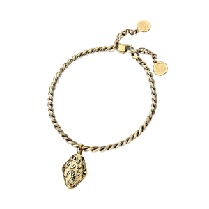 Gold Plated 316L Stainless Steel <b>Bracelet</b> With Textured Diamond Pendant For Women Fashion Jewelry - Product Image 2