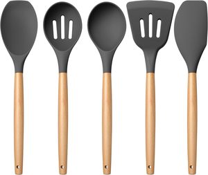 Accessoires de cuisine en silicone, ustensiles de cuisine, spatule à manche en bois, ensemble de cuillères en silicone, ensembles d'ustensiles de cuisine - Product Image 1