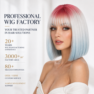 Perruque <span class=keywords><strong>Courte</strong></span> Droite Bob Réglable en Fibre Haute Température avec Frange Rose Blanc Bleu Résistante à la Chaleur Effet Naturel – Vente en Gros - Product Image 1