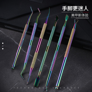 Suministro directo de fábrica de lima de uñas de doble punta, removedor de cutículas y empujador de esmalte; herramienta colorida para decoración de uñas transfronteriza - Product Image 1