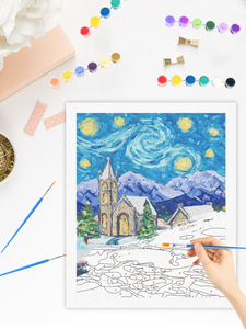 CHENISTORY - Pintura por Números DIY, <span class=keywords><strong>Paisaje</strong></span> Nevado Navideño, Cuadro por Números, Regalo, Pintura Acrílica, Decoración de Pared Hecha a Mano - Product Image 4