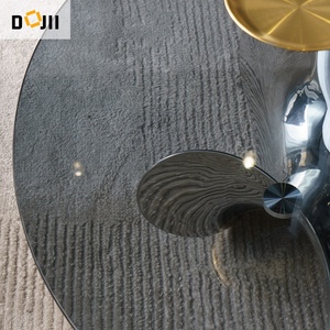 High End Design di lusso creativo nuovo tavolo da tè in <span class=keywords><strong>vetro</strong></span> temperato nero con Base astratta per Villa per soggiorno mobili - Product Image 3