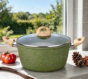 Casserole en aluminium forgé avec revêtement en marbre, antiadhésive, compatible avec les cuisinières à induction et à gaz, idéale pour la cuisine - Product Image 1