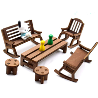 Ensemble de meubles en bois pour maison de poupée, tabouret, chaise, table miniature