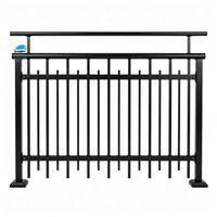 Rampe d'escalier et de balcon moderne en aluminium noir, thermolaquée, résistante à la rouille et à l'eau, pour extérieur