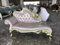 Canapé inclinable en bois antique en cuir véritable de style français avec chaise de loisirs au design indonésien pour une utilisation en hôtel