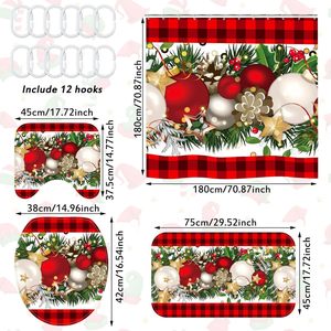 Red Plaid <b>Christmas</b> Ornaments Polyester <b>Shower</b> <b>Curtain</b> Bathroom <b>Curtain</b> Digital Print Custom Print Waterproof Bulk Wholesale 2 - Product Image 2