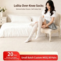 Chaussettes fines d'été pour femmes, style Lolita, au-dessus du genou, avec dentelle, respirantes, en nylon et polyamide tricoté, pour usage quotidien décontracté