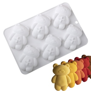 Moldes de Silicona de Grado Alimenticio con Forma de Oso Teddy Marrón de 6 Cavidades, Moldes Antiadherentes para Chocolate, Gomitas, Mousse y Resina - Product Image 1
