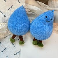 Porte-clés en peluche en coton bleu motif goutte de pluie, pendentif mignon, poupée en peluche souriante, douce et confortable, cadeau d'anniversaire pour filles
