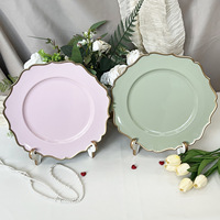 Assiette de présentation en plastique ronde de 13 pouces, plateau de service pour desserts et fêtes, design moderne et luxueux pour les restaurants
