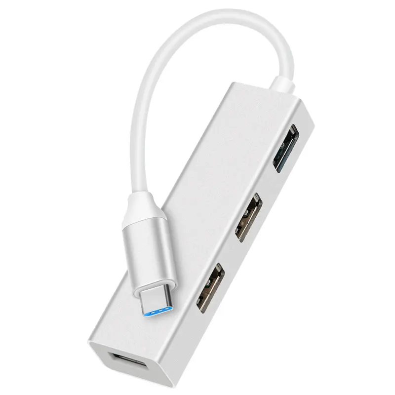 Mini hub portátil de liga de alumínio tipo C/Usb3.0+2.0 extensor de conector duplo USB