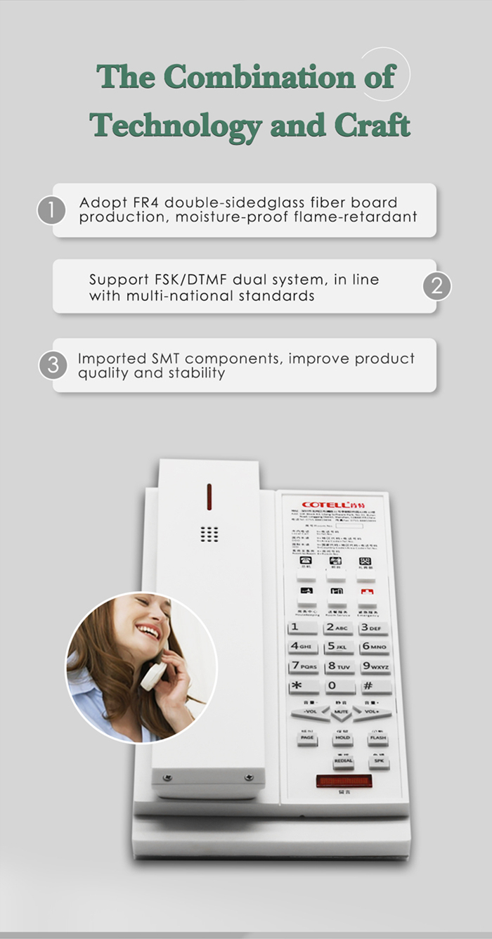 COTELL Branded New Upgrade Luxurious Style Handheld Wireless Desktop Phone High-end Hotel Guest Room Telephone