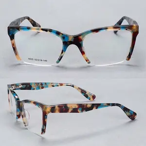 Green floral semi frame multi colors high-end acetate lunettes de soleil femmes classes et chics 2021 eyewear eyeglasses frames