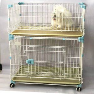 Çıkarılabilir plastik tepsi demir çerçeve içeren Snap düğmesi kapatma istiflenebilir kapalı/açık koşu kulübesi ile nefes köpek kafesi - Product Image 3