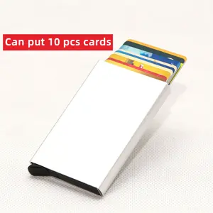10個のカードポップアップアルミニウムカードホルダー2023 Rfid盗難防止スマートウォレット薄いIDカードケース