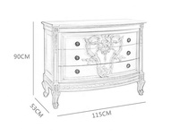 Meuble de chambre à coucher antique, 3 tiroirs, commode de rangement en bois, bonne qualité, style français