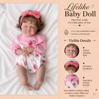 BAkwbwBY Poupée Reborn 18 Pouces Endormie Corps en Tissu Souple Yeux Fermés Cheveux Implantés Bébé Fille Réaliste Cadeau