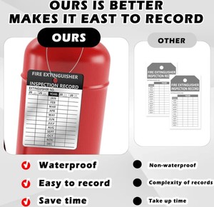 Etiquetas Personalizadas para Inspección de Extintores de Incendios, Superficie Escribible, Resistentes al Agua, con Fecha Mensual - Product Image 5