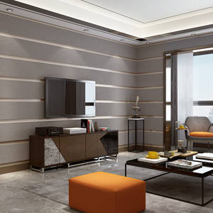 <span class=keywords><strong>Papier</strong></span> <span class=keywords><strong>peint</strong></span> moderne simple en velours de peau de cerf 3D à motifs floraux, ignifuge, imperméable, à rayures horizontales et verticales pour chambre à coucher et salon - Product Image 2