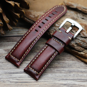 Bracelet de montre en cuir huilé de luxe 18/20/22/24 mm, style <span class=keywords><strong>vintage</strong></span>, 5 couleurs disponibles, fabrication artisanale, option de logo personnalisé - Product Image 3