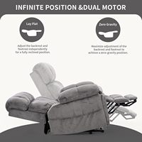 Fauteuil inclinable électrique extra large Zuacs, moderne, adapté aux personnes âgées, double moteur, tissu, appui-tête réglable, massage chauffant, repose-pieds en métal