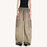 Celana Cargo Khaki Kerja Terbaru Grosir, Banyak Kantong, Tali Serut, Kantong Berkancing, Kaki Lurus, Distressed, OEM Custom