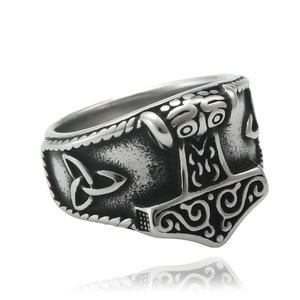 Anillo de martillo de Thor de yunnique para hombre, acero inoxidable, plata, estilo vikingo, joyería Punk, regalo 24003 - Product Image 1