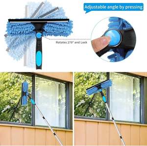 Équipement de nettoyage de raclette de vitres Kit de nettoyage de vitres 2 <span class=keywords><strong>en</strong></span> 1 Outil de nettoyage de vitres extensible avec chiffon <span class=keywords><strong>en</strong></span> microfibre de rechange - Product Image 3
