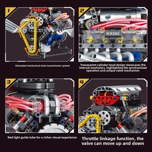 Simulación de Motor Mecánico V8, Aplicación de Programación, Bloques de Construcción Creativos con Luces, Modelo Coleccionable de Bloques de Plástico de Partículas Pequeñas - Product Image 2