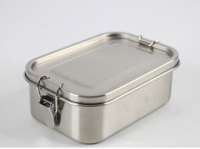Klassische Lunchbox aus Edelstahl mit zwei Fächern Luftdichte, auslaufs ichere, kunststoff freie Bento-Brotdose mit Clip-Schlössern