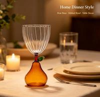 Gobelet en Verre Soufflé à la Main en Forme de Poire Créatif, Verres Élégants pour l'Eau et le Vin pour la Décoration de Table de Mariage
