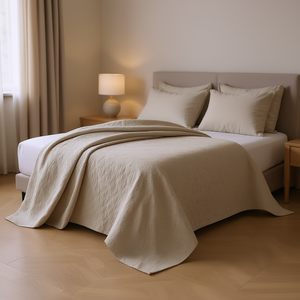 Cubrecama Reversible de Lujo Db, Color Caqui, Tamaño King, Algodón y Poliéster, Acolchado, con Patrón Bordado, para Uso Doméstico - Product Image 2