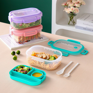 Boîte à lunch rectangulaire transparente 2026, la plus vendue, avec compartiments, compatible micro-ondes, vente en gros - Product Image 2