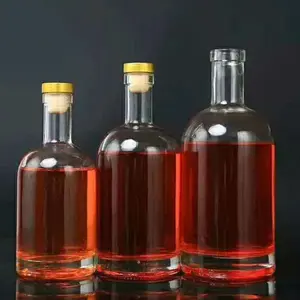 200ml 375ml 500ml 700ml 750ml benutzer definierte leere klare Whisky-Wodka-Schnaps glasflasche mit T-Top