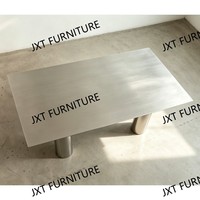 Table à manger rectangulaire moderne en acier inoxydable sur mesure, finition anti-traces de doigts, pour la maison, les restaurants et les hôtels
